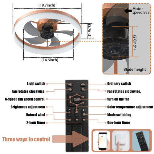 Ceiling Fan With Light Dimmable LED Recessed Mount Slim Modern Ceiling Fan Unavailable Platforms- Temu